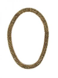 Collar dorado grueso y flexible. collar elástico realizado con pequeños cubos metálicos dorados, para comprar al por mayor o detalle.[COMG01]
