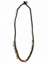 Collar bolas latón hilo encerado, para comprar al por mayor o detalle.[COMS06]