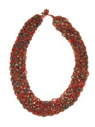 Collares - Collar multicuentas trenzado COPA12 - Modelo Rojo