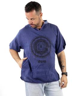 Camisa mandala tibetano con cuello mao abierto,  para comprar al por mayor o detalle  en la categoría de Ropa Hippie Bohemia de Hombre, Artesanal | ZAS. [CSHC01]