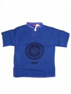 Modelo: Azul Camisas Manga Corta - Camisa Hippie de manga corta CSHC01 - Modelo Azul