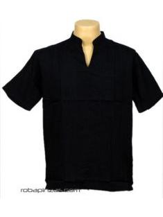 Modelo: Negro Camisa cuello mao sin botones, Mod Negro