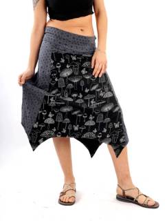 Falda Hippie Setas y Flores Negras [FAEV17]. Faldas y Minifaldas para comprar al por mayor o detalle  en la categoría de Ropa Hippie de Mujer | ZAS.