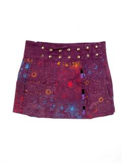 Faldas y Minifaldas - Minifalda hippie con estampado FAEV22 - Modelo Granate