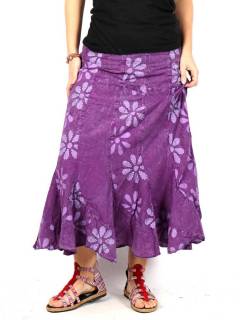 Falda de Volantes con Flores [FAEV23]. Faldas y Minifaldas para comprar al por mayor o detalle  en la categoría de Ropa Hippie de Mujer Artesanal | ZAS.
