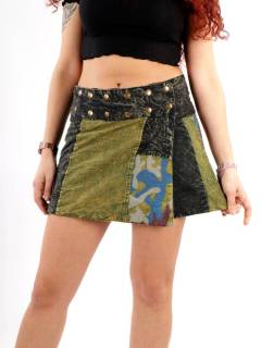 Minifalda Hippie Patchwork con Detalles Camuflaje,  para comprar al por mayor o detalle  en la categoría de Ropa Hippie de Mujer | ZAS. [FAEV28]
