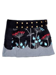Faldas y Minifaldas - Minifalda hippie patchwork. FAEV29 - Modelo Gris