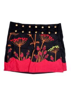 Faldas y Minifaldas - Minifalda hippie patchwork. FAEV29 - Modelo Rojo