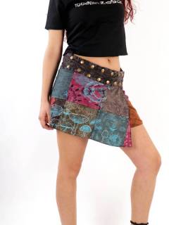 Minifalda Hippie Patchwork Lavada a la Piedra,  para comprar al por mayor o detalle  en la categoría de Ropa Hippie de Mujer | ZAS. [FAEV30]