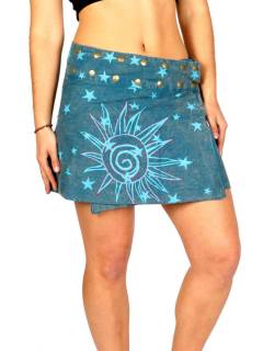 Minifalda Lavada Piedra con Sol y Estrellas, para comprar al por mayor o detalle.[FAEV36]