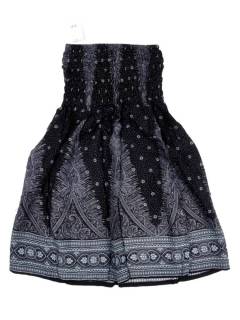 Modelo: Negro Faldas y Minifaldas - Falda hippie amplia con estampados FAPI03 - Modelo Negro