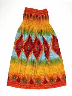 Vestidos de Verano - Vestido hippie largo con estampados FAPI05-V - Modelo Amarillo