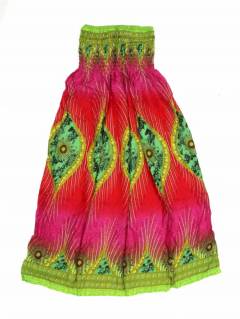 Vestidos de Verano - Vestido hippie largo con estampados FAPI05-V - Modelo Verde