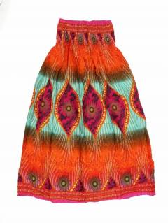 Faldas y Minifaldas - Falda hippie larga con estampados FAPI05 - Modelo Naranja