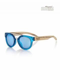 Modelo: Lente azul revo Gafas de Sol de Madera Root - Gafas de sol con patillas GFJA57 - Modelo Lente azul revo