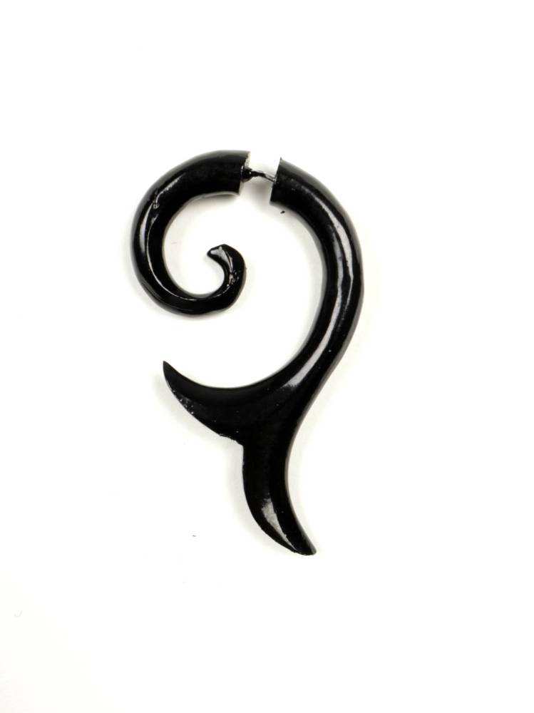 Espiral cola delfín Falso dilatador de madera PIFL08A-B color Negro