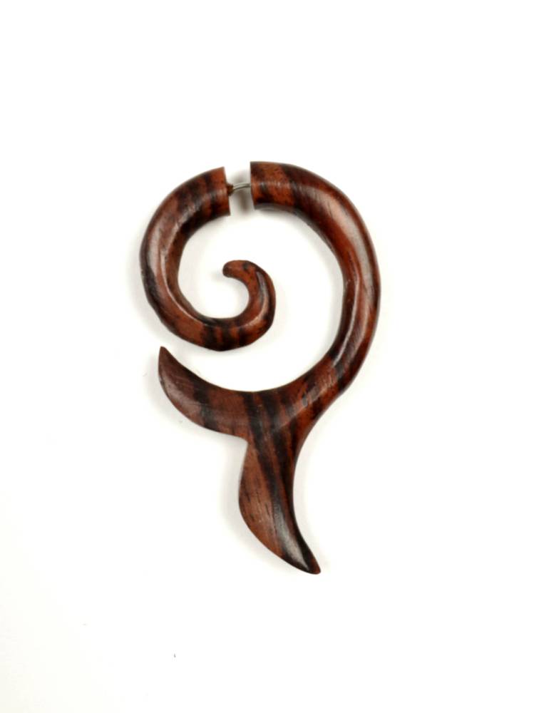 Espiral cola delfín Falso dilatador de madera PIFL08A-B color Marrón