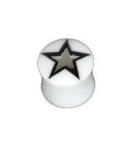 Plug de hueso diseño estrella troquelada en negro, precio unidad [PIPU25A] para comprar al por Mayor o Detalle en la categoría de Plugs Madera Cuerno Hueso