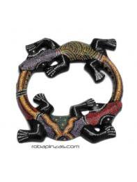 Gecko doble madera de sono decorada, tamaño pequeño ** Debido a la naturaleza del, para comprar al por mayor o detalle.[MASGE6]