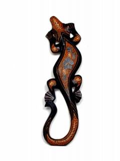 Decoración Etnica - Gecko de madera de sono fabricado MASGE8.