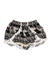 Modelo: Negro Pantalones Cortos de Rayón - Pantalón hippie corto PAET01 - Modelo Negro