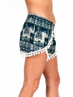 Pantalon corto rayón estampado Elefantes [PAET01]. Pantalones Cortos para comprar al por mayor o detalle  en la categoría de Ropa Hippie de Mujer | ZAS.