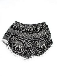 Modelo: Negro Pantalones Cortos de Rayón - Pantalón hippie corto PAET05 - Modelo Negro