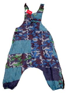 Monos, Petos y Vestidos largos - Peto Hippie Corto Patchwork PAEV45C - Modelo Azul