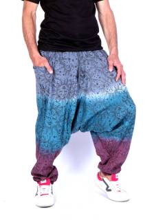 Pantalón Afgano Bohemio Tricolor [PAEV52]. Pantalones Hippies para comprar al por mayor o detalle  en la categoría de Ropa Hippie Bohemia de Hombre, Artesanal | ZAS.