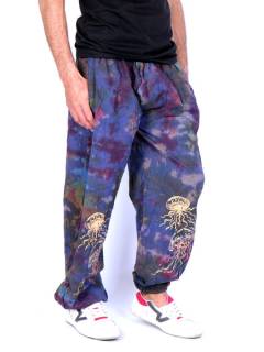 Pantalón Tie-Dye con Print Medusas [PAEV53]. Pantalones Hippies para comprar al por mayor o detalle  en la categoría de Ropa Hippie Bohemia de Hombre, Artesanal | ZAS.
