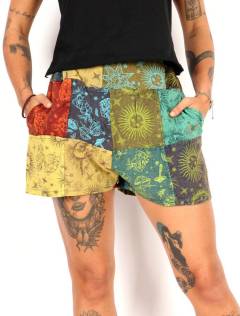 Short patchwork con estampados solares, para comprar al por mayor o detalle. [PAEV55]