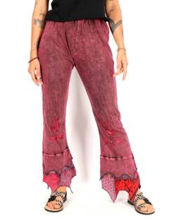  Pantalón artesanal con bajo patchwork y bordado para comprar al por mayor o detalle  en la categoría de Ropa Hippie de Mujer | ZAS  [PAEV80] .