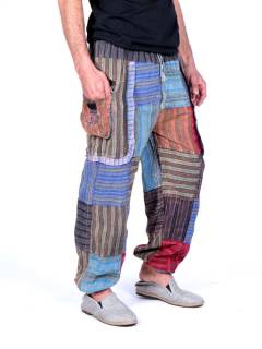 Pantalón hippie Patchwork y OM en Bolsillo [PAHC32]. Pantalones Hippies para comprar al por mayor o detalle  en la categoría de Ropa Hippie Bohemia de Hombre, Artesanal | ZAS.