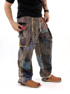 Pantalón hippie Patchwork y OM en Bolsillo,  para comprar al por mayor o detalle  en la categoría de Ropa Hippie de Hombre, Artesanal | ZAS. [PAHC32]
