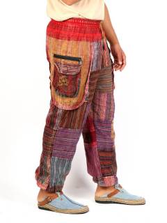 Pantalón hippie Patchwork y OM en Bolsillo,  para comprar al por mayor o detalle  en la categoría de Ropa Hippie de Hombre, Artesanal | ZAS. [PAHC32]