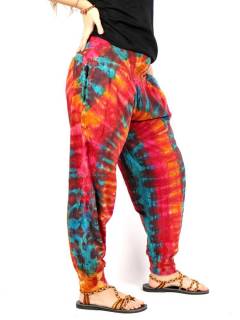 ZAS robapinzas.com | Pantalón hippie tie dye con cintura elástica ancha y elástico en tobillo, dispone de bolsillos laterales y tiene tiro largo. Talla Única