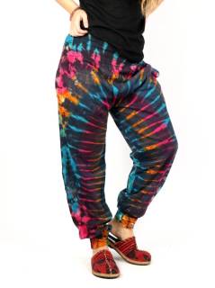 ZAS robapinzas.com | Pantalón hippie tie dye con cintura elástica ancha y elástico en tobillo, dispone de bolsillos laterales y tiene tiro largo. Talla Única