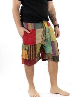 Pantalón corto patchwork de Rayas Lavado a la piedra PAHC49 para comprar al por mayor o detalle  en la categoría de Ropa Hippie de Hombre, Artesanal | ZAS.