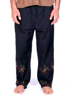 Pantalón Hippie Liso con Flores Bordadas,  para comprar al por mayor o detalle  en la categoría de Ropa Hippie Bohemia de Hombre, Artesanal | ZAS. [PAHC55]