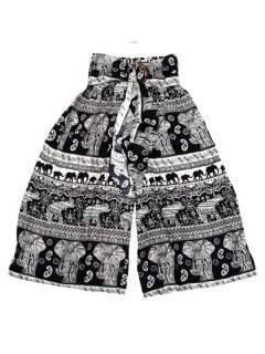 Pantalones Hippie Harem - Pantalon amplio con estampado PAPI02 - Modelo Negro