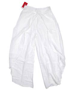 Modelo: Blanco Pantalones Hippie Harem - Pantalón de rayón PAPN15 - Modelo Blanco