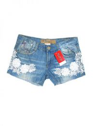Pantalon jeans corto encaje. pantalones jeans cortos reciclados con PAPO03 para comprar al por mayor o detalle  en la categoría de Outlet Hippie Artesanal  | ZAS.