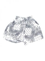 Modelo: Blanco Pantalones Cortos Hippie Ethnic - Pantalón hippie corto PAPO05 - Modelo Blanco