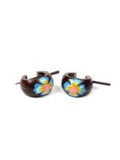 Modelo: AZ/ROSA Pendientes coco rasta flores, Mod AZ/ROSA
