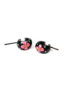 Pendientes coco rasta flores,  para comprar al por mayor o detalle  en la categoría de Bisutería y Plata Hippie Artesanal | ZAS. [PECO6]