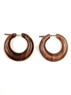 Pendientes Aro de madera Pirata 40mm,  para comprar al por mayor o detalle  en la categoría de Bisutería y Plata Hippie Artesanal | ZAS. [PEMA19]