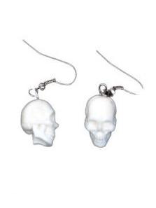 Modelo: Blanco Pendientes Hippie - Etnicos - Pendientes calavera tallados PEMD11 - Modelo Blanco