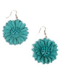  Pendientes flor de cuero teñidos, multiples colores para comprar al por mayor o detalle  en la categoría de Bisutería y Plata Hippie Artesanal | ZAS  [PEMD17] .