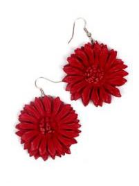 Modelo: Rojo Pendientes flor de cuero Mod Rojo