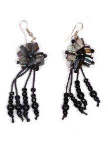 Outlet Bisutería hippie - Pendientes largos de piedritas PEMD19 - Modelo Negro